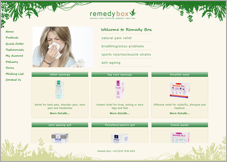 A page from the Remedy Box web site
